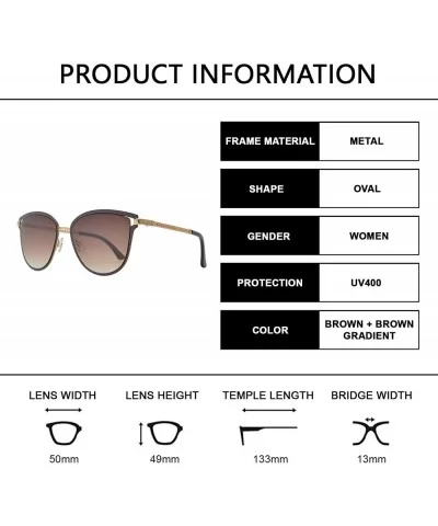 Fashion Oval Sunglasses with Chain Link Temple for Women - Brown + Brown - CV196XCRNXY $20.45 Oval