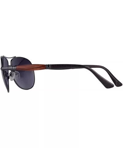 Metal Frame Unisex Polarized Sunglasses UV400 Glasses-SG1567175777879 - 1579 Gun&redsandalwood/Ebony - C118LU37W5M $13.26 Oval