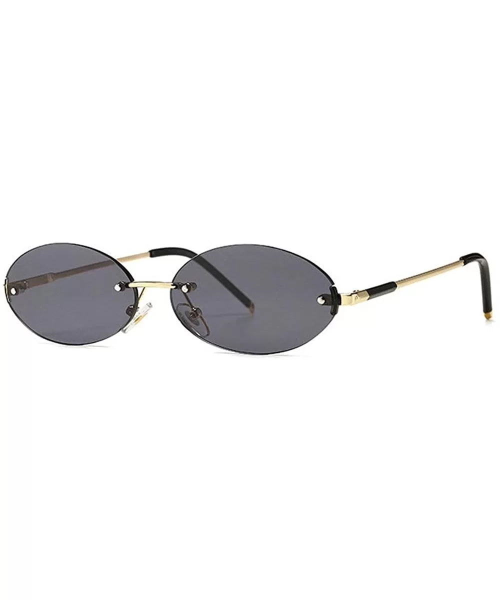 2020 fashion retro oval sunglasses trend narrow small unisex brand designer punk sunglasses 88212 - Black - CB190DU9ATN $17.6...