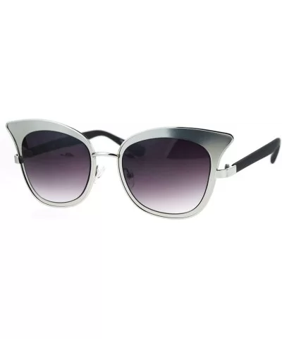 Womens Sunglasses Butterfly Cateye Fashion Double Frame UV 400 - Silver (Smoke) - C6182L3UXN8 $15.95 Butterfly