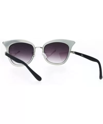 Womens Sunglasses Butterfly Cateye Fashion Double Frame UV 400 - Silver (Smoke) - C6182L3UXN8 $15.95 Butterfly