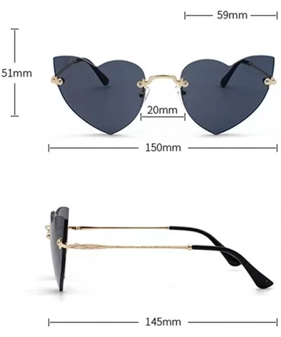 Irregular Heart Shaper Sunglasses For Women Polarized Uv Protection - Rimless Sun Glasses Stylish Outdoor Eyewear - CZ18UNM52...