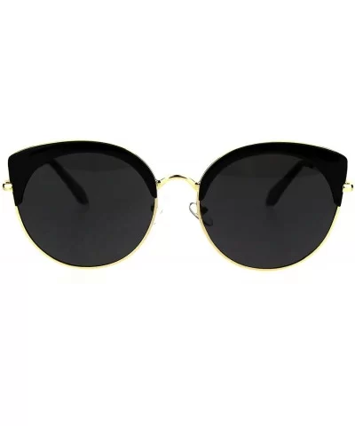 Womens Fashion Sunglasses Round Accent Top Designer Style UV 400 - Black (Black) - CF187CU5YQT $17.37 Round