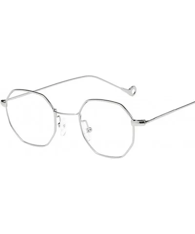 Woman Men Sunglasses Fashion Metal Frame Outdoor Sports Mirrored Eyeglasses - Silver - C717AANL4K2 $13.04 Rectangular