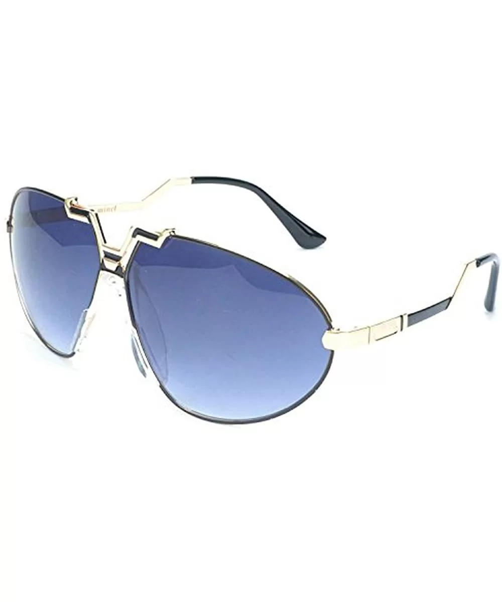 Unisex Oval Round Stylish Clear and Gradient Sunglasses - Black-gradient Blue - CB17YHZUXZO $19.07 Rectangular