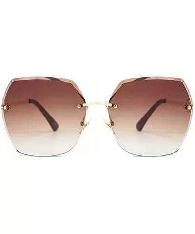 Oversized Rimless Trimming Edge Sunglasses for Women Diamond Embellishment Legs Sun Glasses - CV198456MG6 $18.99 Rimless