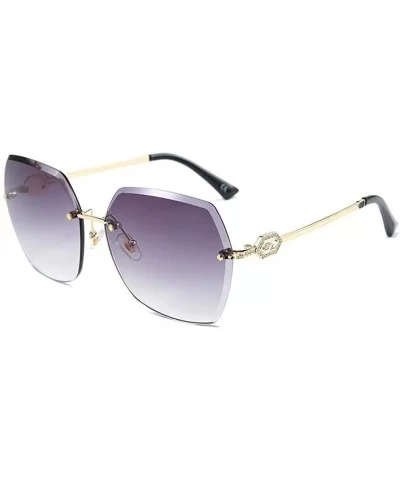 Oversized Rimless Trimming Edge Sunglasses for Women Diamond Embellishment Legs Sun Glasses - CV198456MG6 $18.99 Rimless