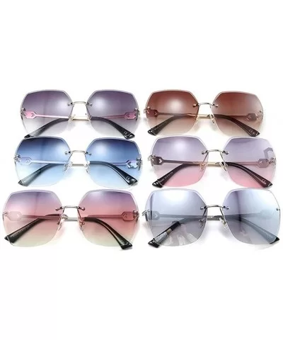 Oversized Rimless Trimming Edge Sunglasses for Women Diamond Embellishment Legs Sun Glasses - CV198456MG6 $18.99 Rimless