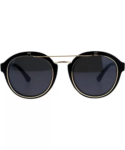 Flip Up Retro Round Vintage Style Plastic Party Shade Sunglasses All Black - CG18E3W35YT $21.45 Round