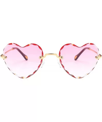 Women Stylish Heart Shaped RimlSunglasses Thin Metal Frame UV Protection Beach Vacation Festival Fishing - Pink - CU198AHLT8L...