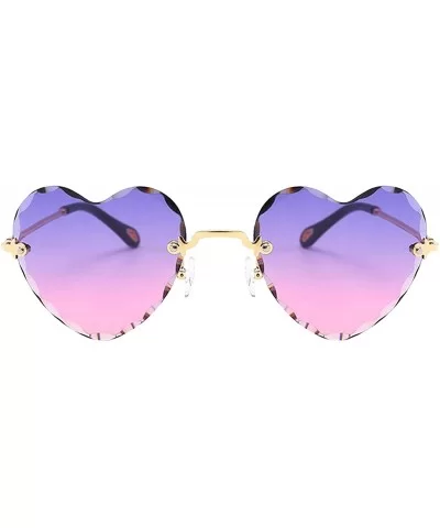 Women Stylish Heart Shaped RimlSunglasses Thin Metal Frame UV Protection Beach Vacation Festival Fishing - Pink - CU198AHLT8L...