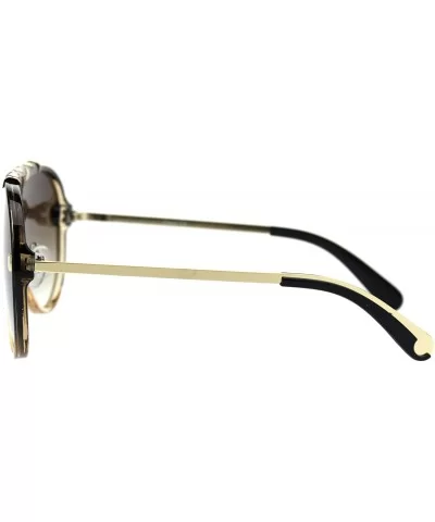 Mens Mobster Flat Top Shield Racer Retro Sunglasses - Brown Beige Brown - CF18TZY5GKE $19.98 Shield