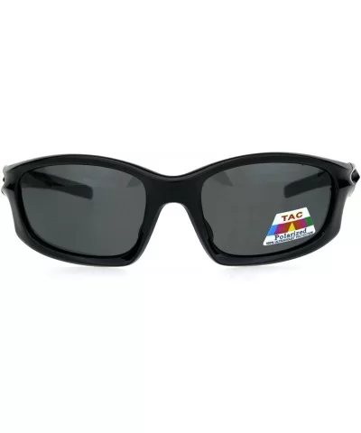 Polarized Mens Futuristic Aerodynamic Warp Sport Light Sunglasses - Shiny Black - CZ18HG0CD34 $17.26 Rectangular