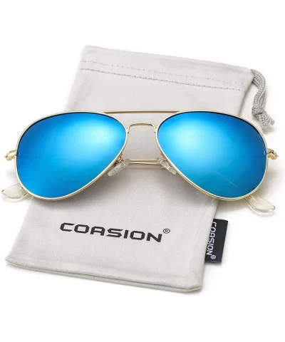 Classic Polarized Aviator Sunglasses for Men Women Mirrored UV400 Protection Lens Metal Frame - CP18S68CH75 $16.70 Sport