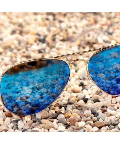 Classic Polarized Aviator Sunglasses for Men Women Mirrored UV400 Protection Lens Metal Frame - CP18S68CH75 $16.70 Sport