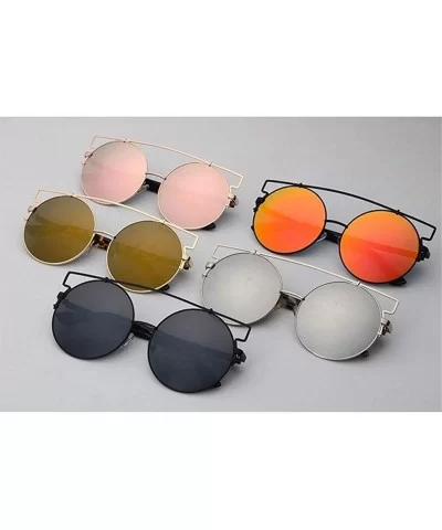 Oversized Round Frame Sunglasses for Women Double Wire Sun glasses - C52 Yellow Gold Mir - CA198CA4IDG $18.65 Oversized