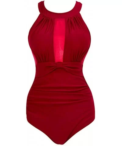 Casual Swimsuits for Womens Swimming Costume Padded Swimsuit Monokini Push Up Bikini Sets Swimwear - F-red - CQ18U9C4IHU $24....