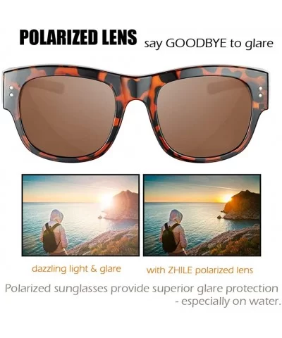 Oversized Sunglasses Over Prescription Glasses Polarized Fits Over Glasses for Women UV400 Protection - CJ18TCZZ8RS $28.30 Round