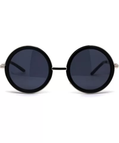 Retro Plastic Side Visor Round Circle Lens Double Rim Sunglasses - All Black - CK1987HZ3II $12.26 Round