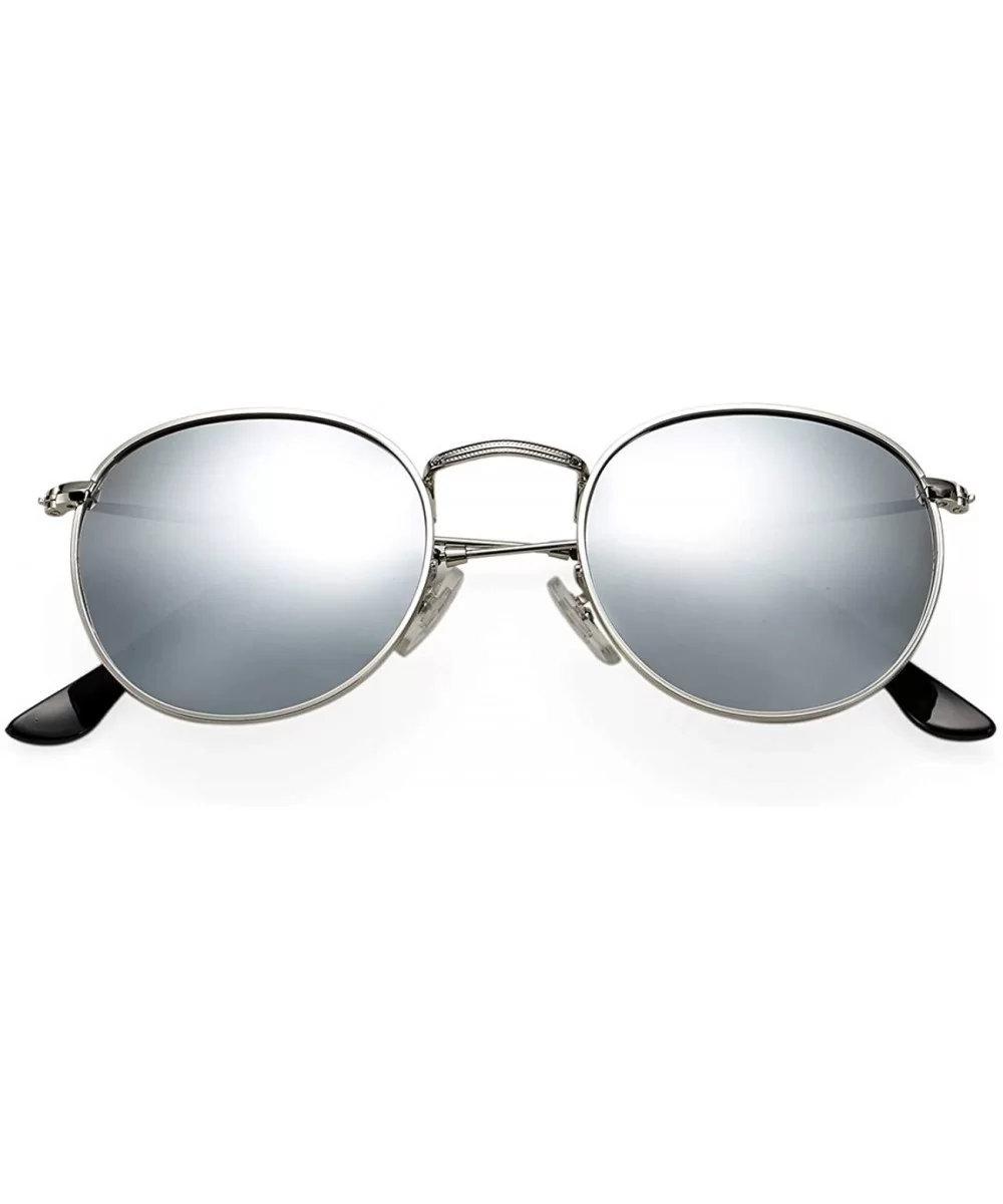 Classic Polarized Sunglasses for Women Men Small Round Metal Frame Mirrored Lens Sun Glasses - CD18S77H5X5 $20.54 Round