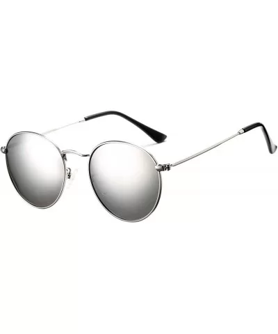 Classic Polarized Sunglasses for Women Men Small Round Metal Frame Mirrored Lens Sun Glasses - CD18S77H5X5 $20.54 Round