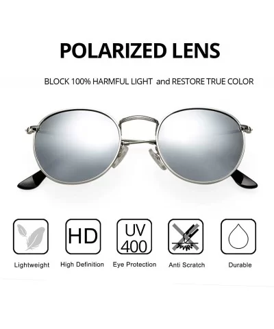 Classic Polarized Sunglasses for Women Men Small Round Metal Frame Mirrored Lens Sun Glasses - CD18S77H5X5 $20.54 Round