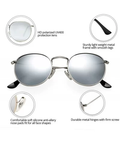 Classic Polarized Sunglasses for Women Men Small Round Metal Frame Mirrored Lens Sun Glasses - CD18S77H5X5 $20.54 Round