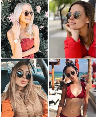 Classic Polarized Sunglasses for Women Men Small Round Metal Frame Mirrored Lens Sun Glasses - CD18S77H5X5 $20.54 Round