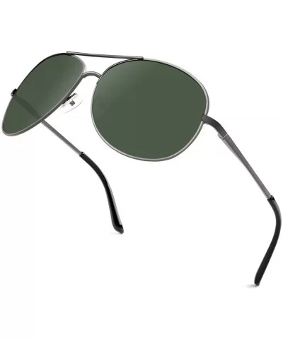 Classic Military Style Pilot Polarized Sunglasses Spring Hinges Al-Mg for mens womens MOS1 - C017YILLZWM $23.88 Oversized