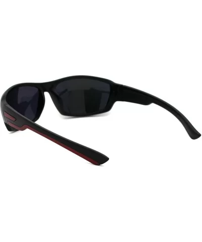 Mens Matte Black Sport Warp Around Plastic Sunglasses - Matte Black Red Orange Mirror - CT18UTRTCLZ $13.93 Sport