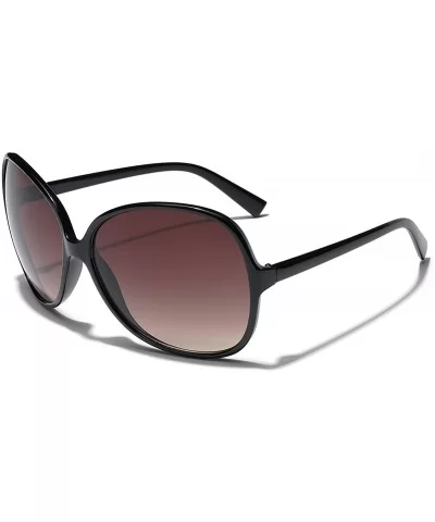 Oversized Round Frame Women's Butterfly Fashion Statement Sunglasses - Black - Brown - CP11P3RCJ6Z $13.76 Wrap