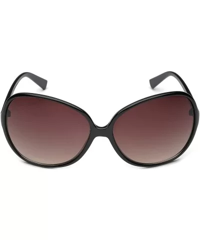 Oversized Round Frame Women's Butterfly Fashion Statement Sunglasses - Black - Brown - CP11P3RCJ6Z $13.76 Wrap