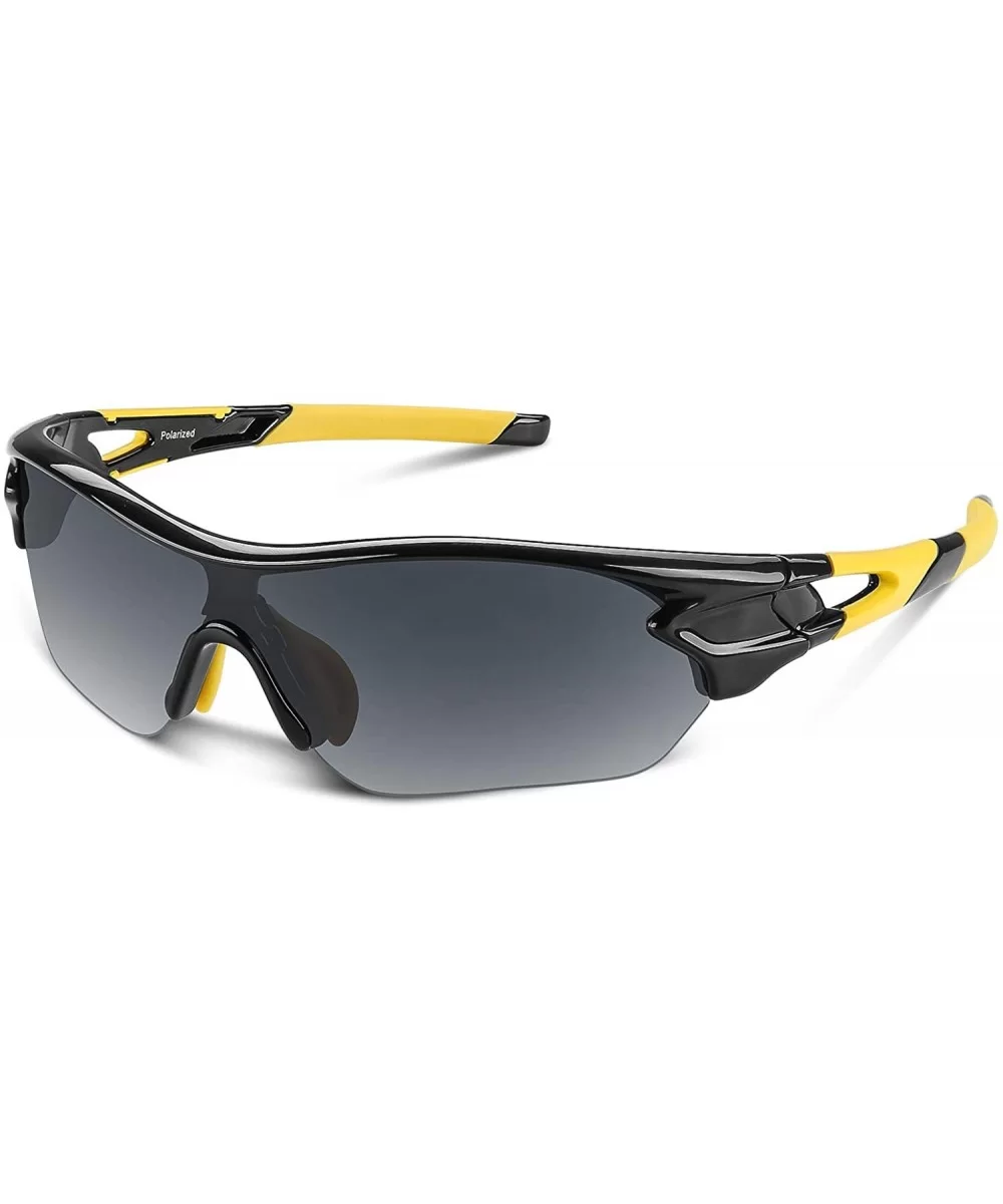 Polarized Sunglasses Baseball Cycling Motorcycle - Black Yellow - CV18QTHM25H $34.28 Sport