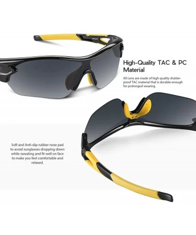 Polarized Sunglasses Baseball Cycling Motorcycle - Black Yellow - CV18QTHM25H $34.28 Sport