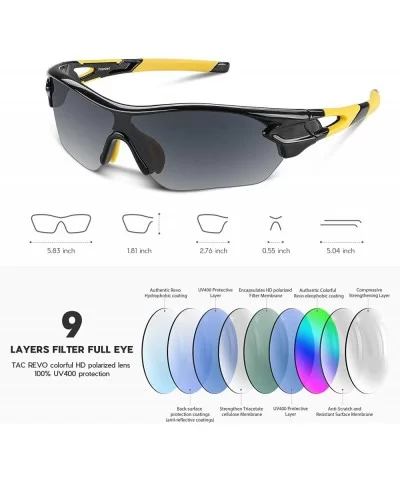 Polarized Sunglasses Baseball Cycling Motorcycle - Black Yellow - CV18QTHM25H $34.28 Sport