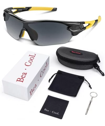 Polarized Sunglasses Baseball Cycling Motorcycle - Black Yellow - CV18QTHM25H $34.28 Sport