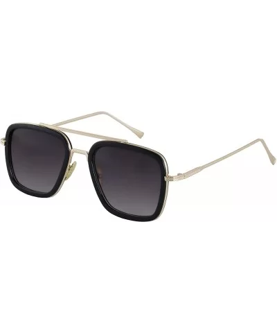 Retro Aviator Sunglasses Square Metal Frame for Men Women Spider Man Sunglasses - Gold - C318W3L8HHN $13.79 Oversized