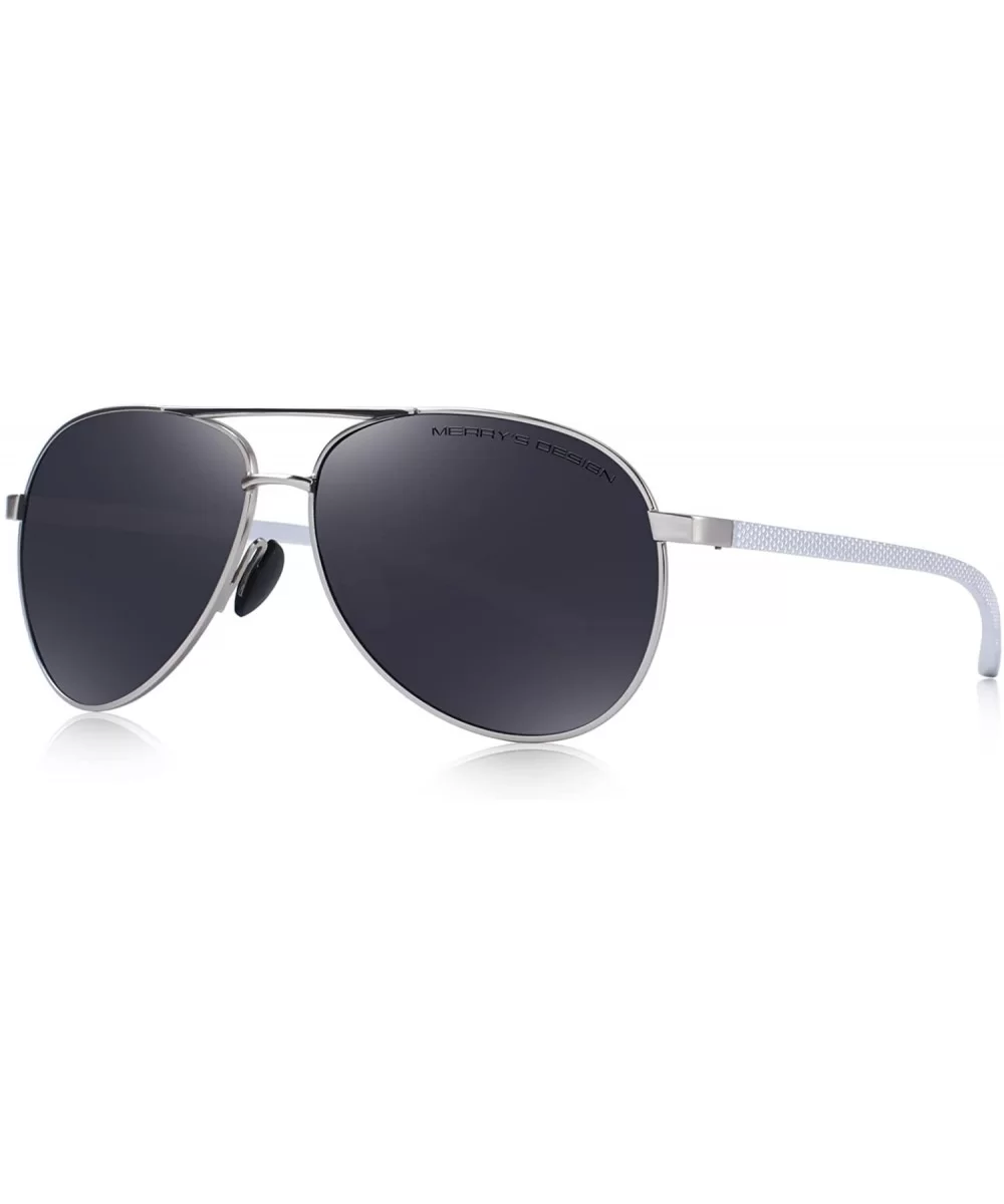 Men driving Sunglasses Polarized Women UV 400 with case 60MM S8516 - Silver&black - C918CHSNX3E $18.30 Aviator