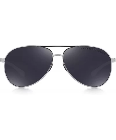 Men driving Sunglasses Polarized Women UV 400 with case 60MM S8516 - Silver&black - C918CHSNX3E $18.30 Aviator