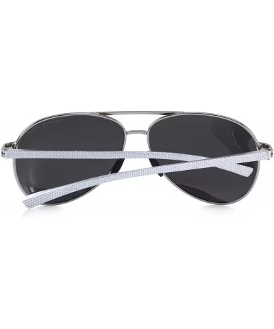 Men driving Sunglasses Polarized Women UV 400 with case 60MM S8516 - Silver&black - C918CHSNX3E $18.30 Aviator