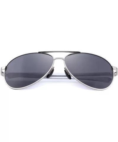 Men driving Sunglasses Polarized Women UV 400 with case 60MM S8516 - Silver&black - C918CHSNX3E $18.30 Aviator