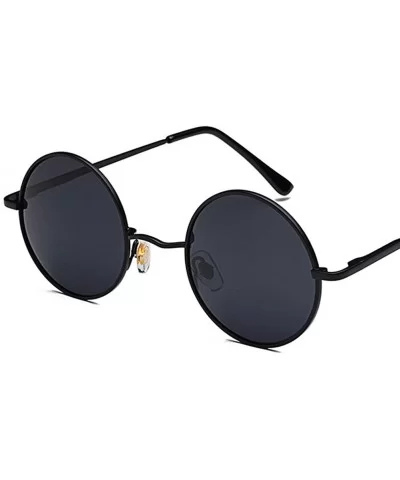 Retro Classic Polarized Light Sunglasses Round Sunglasses with UV Protection - Gun Gray Frame Black Gray Lens C2 - C318WMYH97...