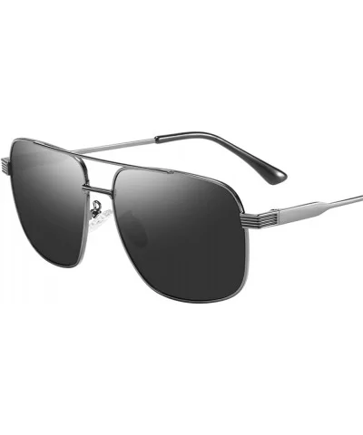 Square Metal Frame Pilot UV400 Polarized Sunglasses for Men Driving - Grey Grey - CE12N4TS7SC $15.13 Square