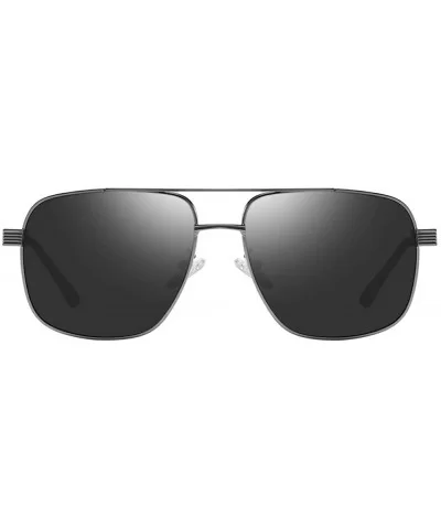 Square Metal Frame Pilot UV400 Polarized Sunglasses for Men Driving - Grey Grey - CE12N4TS7SC $15.13 Square