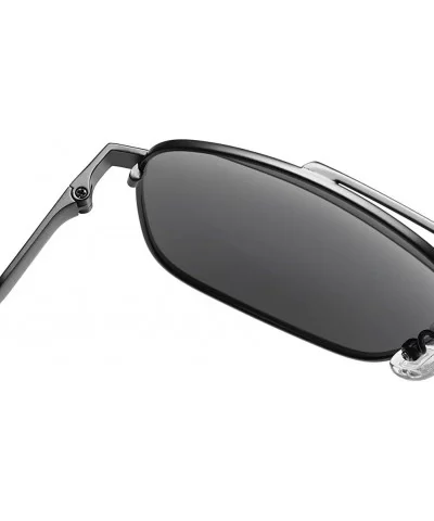 Square Metal Frame Pilot UV400 Polarized Sunglasses for Men Driving - Grey Grey - CE12N4TS7SC $15.13 Square