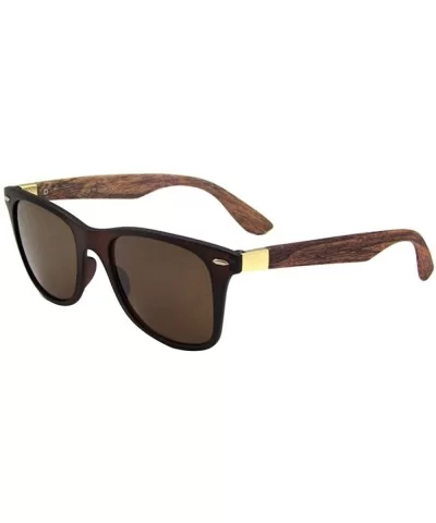 Mens Womens Fashion Wood Bamboo Printed Wrap 52MM Sunglasses 4195WN - Chocolate/Chocolate - CV12L2P0IQT $11.99 Rimless