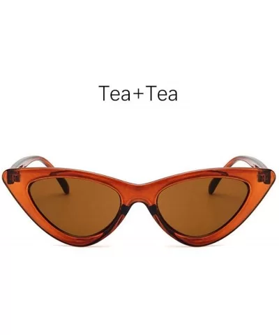 Cat Eye Shade For Women Fashion Sunglasses Brand Woman Vintage Retro Black Grya - Tea Tea - CR18XQYLG6X $12.46 Aviator