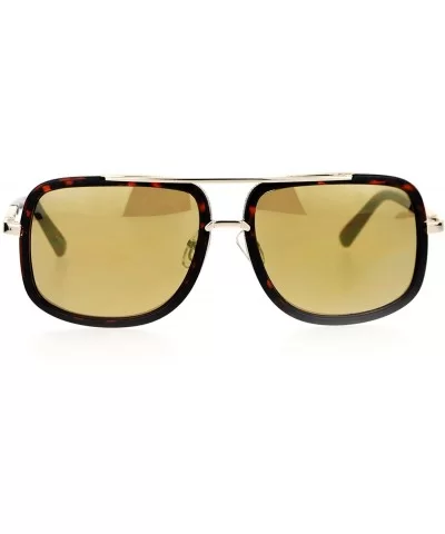 Rectangular Double Frame Mobster Style Racer Pilot Sunglasses - Tortoise Gold - CY12DUJVA6L $17.55 Rectangular