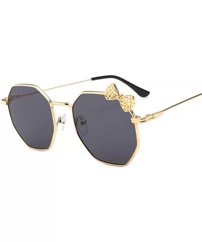 Big frame glasses and bow Sunglasses - Silver Frame Light Yellow Tablet - CN18AZA83AT $53.15 Goggle