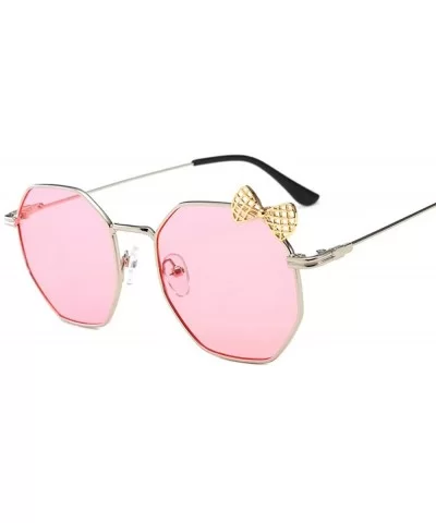 Big frame glasses and bow Sunglasses - Silver Frame Light Yellow Tablet - CN18AZA83AT $53.15 Goggle